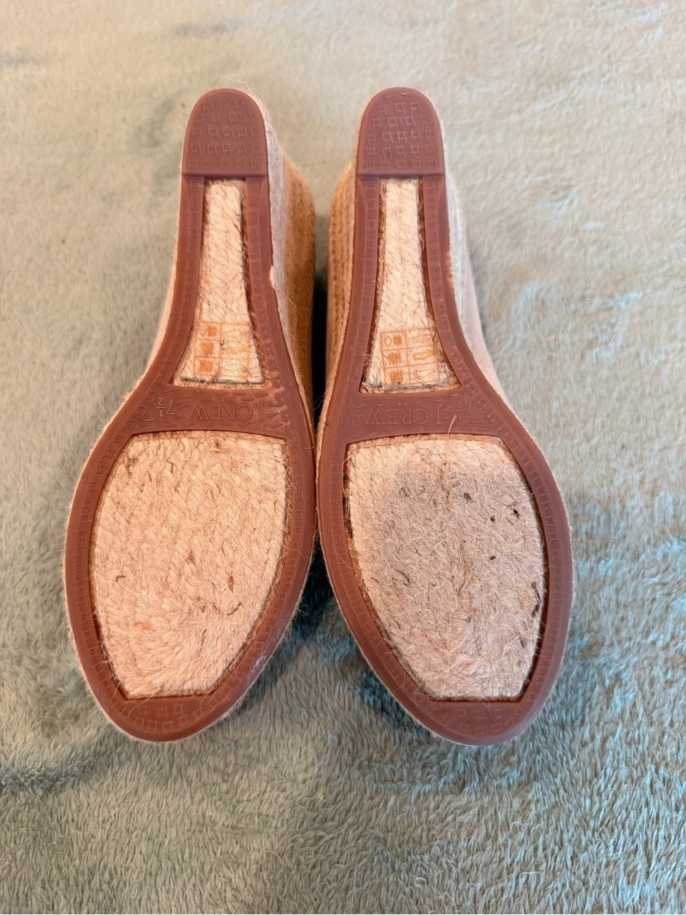 J.Crew Espadrille Wedge Heels Nude Canvas Rope Platform Size 7.5